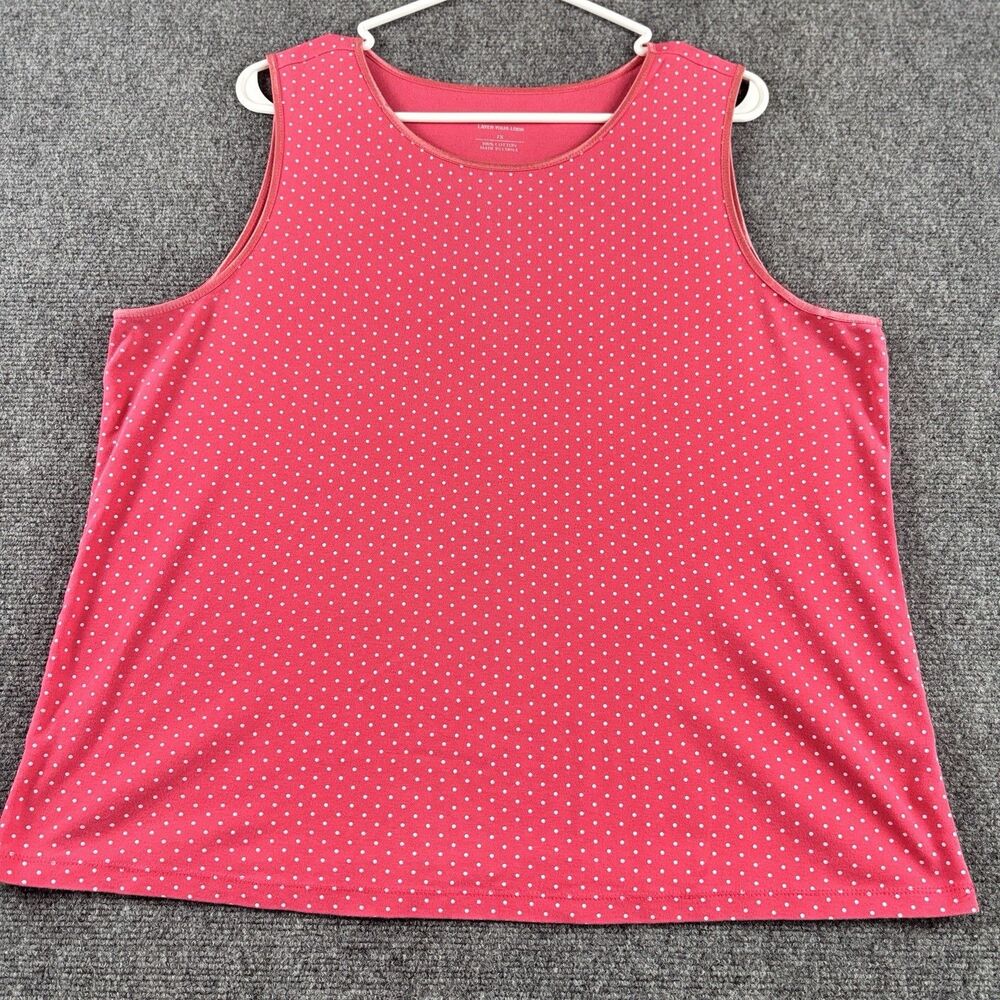 Layer Your Look Tank Top Womens 1X Pink White Polka Dot Sleeveless